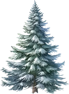 Snow-covered blue spruce tree