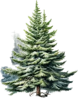 Full green spruce tree standing tall